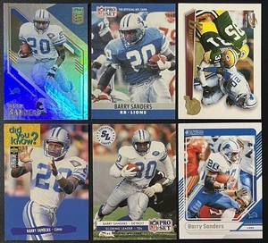 Lote de 6 cartas de fútbol americano Barry Sanders Detroit Lions Pro Set, Elite y más - Imagen 1 de 6