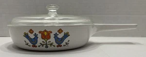 Vtg Corning Ware Skillet Country Festival Birds P-83-B 6.5”  W/Pyrex Lid P-83-C - Picture 1 of 17