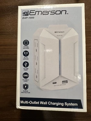 Emerson EAP-1000 6-Outlet and 2-USB & USB-C Wall Charging System w/ phone holder - Изображение 1 из 4