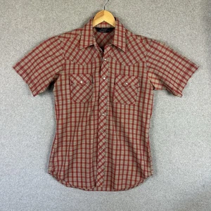 Vintage Lariat Shirt Mens Medium Red Western Pearl Snap Cowboy 70s Short Sleeve - Picture 1 of 5
