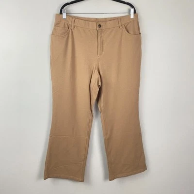 Denim & Co. Petite Comfy Knit Denim Boot-Cut Jeans Size 20WP Tan - Image 1 of 4