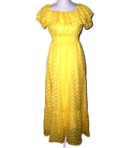 Donna Morgan Yellow Short Flutter Sleeve Maxi Dress Ruffled Size 6 - Picture 1 of 6