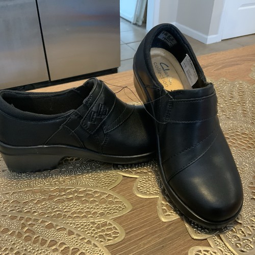 Mocassini Clarks Angie Pearl da donna taglia 5 5 M neri in pelle scarpe comode