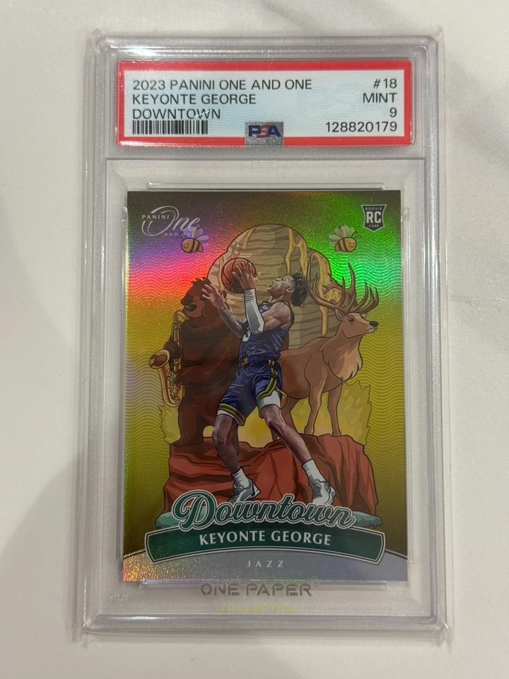 PSA 9 2023 PANINI ONE AND ONE  #18  KEYONTE GEORGE DOWNTOWN RC CH - Image 1 of 3