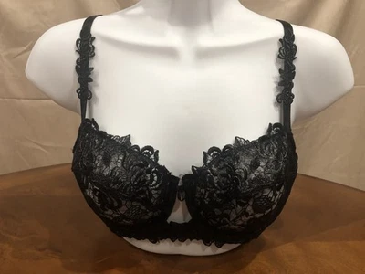 NWOT LISE CHARMEL BLACK SHEER LACE UNDERWIRED BRA W/ADJUSTABLE STRAPS  ~ 34C - Image 1 of 4