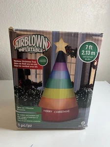 Rainbow Christmas Tree Gemmy 7 FT Airblown Inflatable Lights LGBTQ Pride Tested - Picture 1 of 8