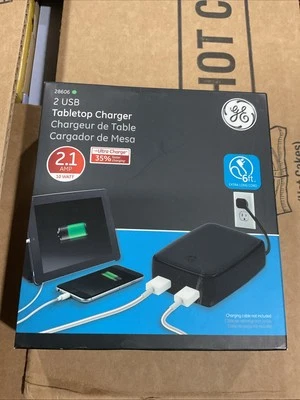 Cargador de mesa GE Pro USB, cable de alimentación de 6 pies, 2,1 amperios 10 vatios, 2 puertos. Nuevo Foto 1 de 2