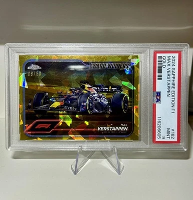 2024 Topps Chrome Sapphire Formula 1 F1 Max Verstappen Gold 09/50 #182 PSA 9 - Image 1 of 2