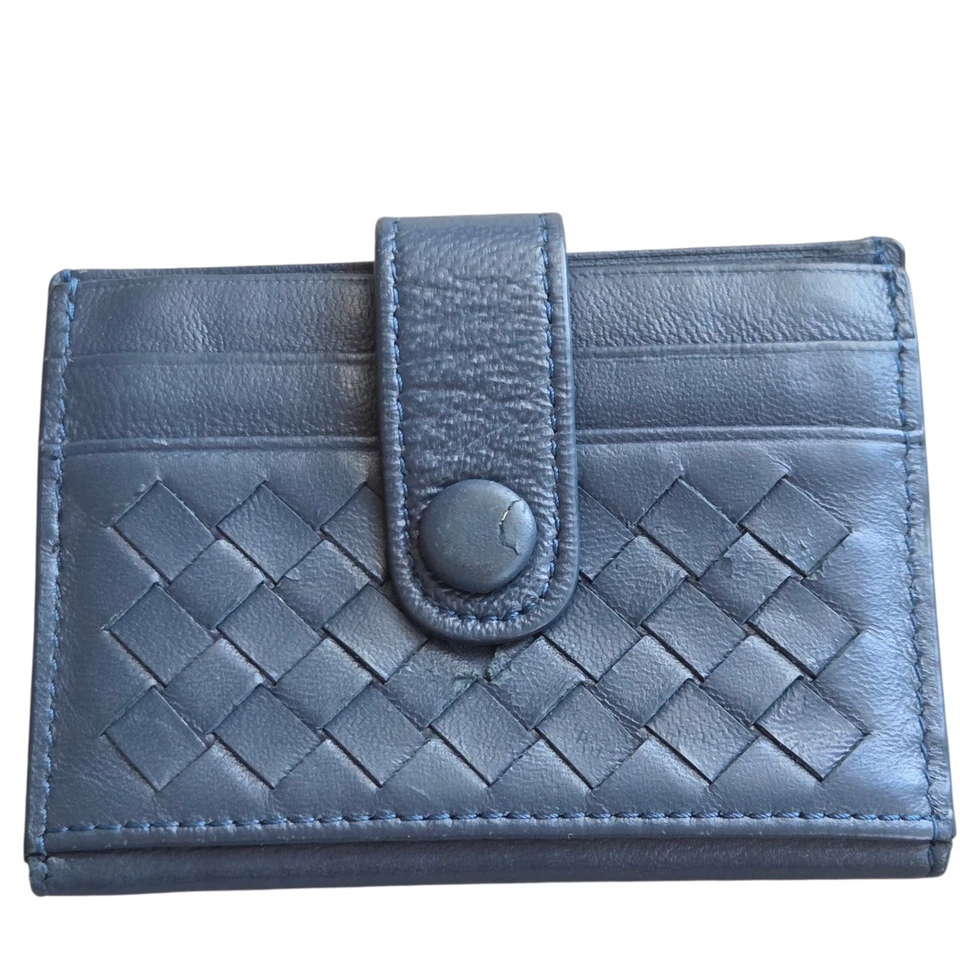 Cartera Tarjetero Bottega Veneta Cuero Azul Hecha en Italia Foto 1 de 4