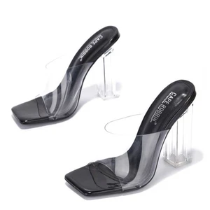 Fashion Women Clear Edna Transparent Heel Black / Nude Cape Robbin - Picture 1 of 10