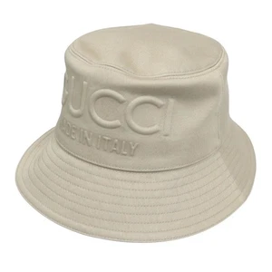 GUCCI Sombrero Cubo Logo Repujado Unisex Beige 【A】 - Imagen 1 de 12