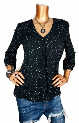 WHBM M верхний новый с Ярлыками горошек низкий V вырез лимитированная блузка туника 3/4 рукава мягкий Easywear - Изображение 1 из 4