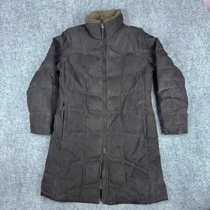 LL Bean Women's Down Puffer Coat M Petite Brown Winter Longline Jacket - Picture 1 of 8