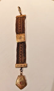 antico ciondolo da lutto vittoriano capelli veri con medaglione apribile - Foto 1 di 8