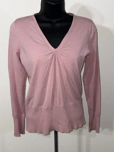 Blusa Top Maurices Pullover Mezcla Seda Cuello en V Mujer Manga Larga Mediana Rosa - Imagen 1 de 8