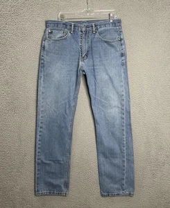 Levis 505 Jeans Mens 34x34 (34x32) Blue Denim Relaxed Fit Straight Mid Rise - Picture 1 of 14