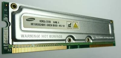 MÓDULO DE MEMORIA RAM RDRAM RIMM SAMSUNG 64MB / 4 - MR16R0824BN1-CK8IN (800-45) Foto 1 de 4