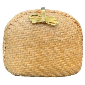 Vintage 1960s Koret Basketweave Natural Gold Handbag Wicker Woven Purse Boho - Picture 1 of 14