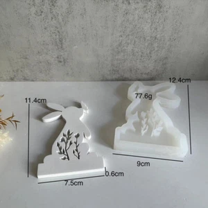 Lovely Rabbits Candlestick Silicone Mould Easy Remove DIY Candle Holder Ornament - Picture 1 of 9
