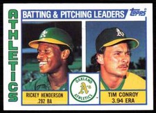 1984 Topps Athletics Team Leaders - Rickey Henderson/Tim Conroy Oakland