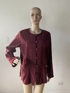 Abrigo Chaqueta Vintage R&K Originals Rojo Borgoña Sin Cuello Elástico Poliéster 12/L - Imagen 1 de 12