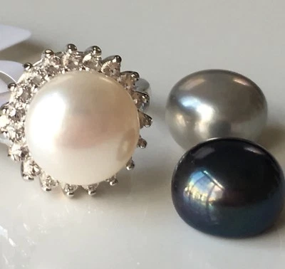 11mm Multi Cultured Freshwater Pearl & Topaz Rhodium Over Silver Interchangeable - Image 1 of 4