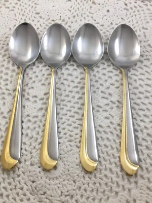 Cambridge COMPLIMENT Stainless Gold Accent 4 Teaspoons 6 1/2" Flatware - Image 1 of 4