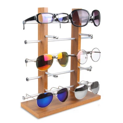 Double Row Wood Sunglass Display Shelf Show Case Racks Eye Glasses Show Stand - Image 1 of 4