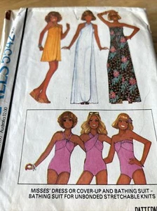 McCALL'S 5542 Vintage Pattern 1977 Misses BATHING SUIT & Wrap COVER UP Sz 12 - Picture 1 of 6