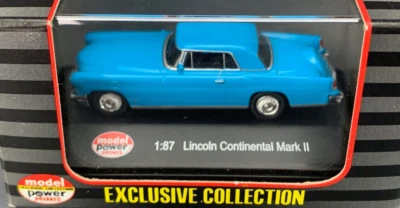1:87 Diecast Model Power 1956 Lincoln Continental Mark II Coupe Blue NIB! HO5887 - Image 1 of 3