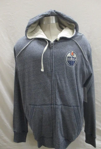 Edmonton Oilers Men's Large Full-Zip Hoodie NHL Blue Tri-Blend Cover