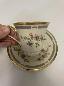 Lenox MORNING BLOSSOM cup & saucer Floral gold band Stunning - Picture 1 of 5