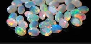 Opal Gemstone 7x5 MM Natural Ethiopian oval cut opal faceted welo fire opal 2 PC - Picture 1 of 4