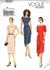 Vogue V9355 Misses 14 to 22 Fitted Off Shoulder Dresses Uncut Sewing Pattern - Imagen 1 de 2