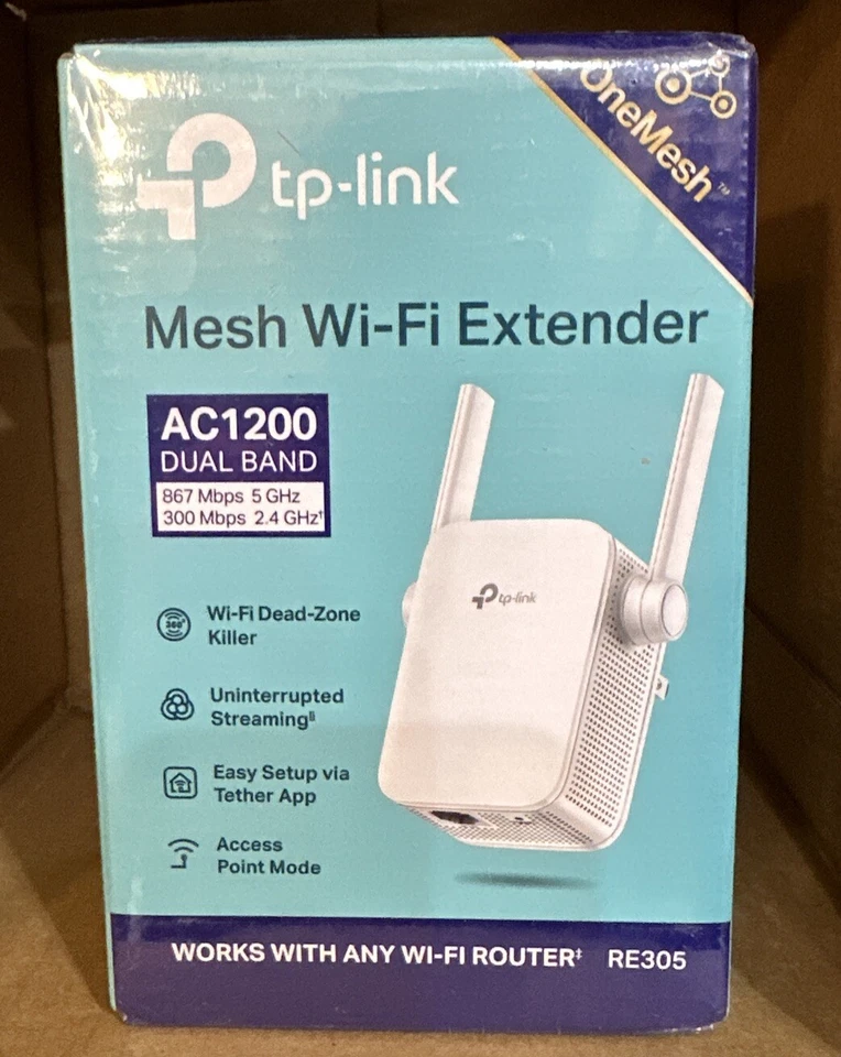 TP-Link AC1200 Dual-Band Wi-Fi Range Extender External Antenna RE305 White New - Image 1 of 1