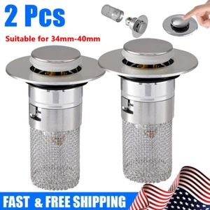 2Pcs Floor Drain Filter Sink Stopper Pop Up Hair Catcher Shower Sink Mesh Basket - Picture 1 of 17
