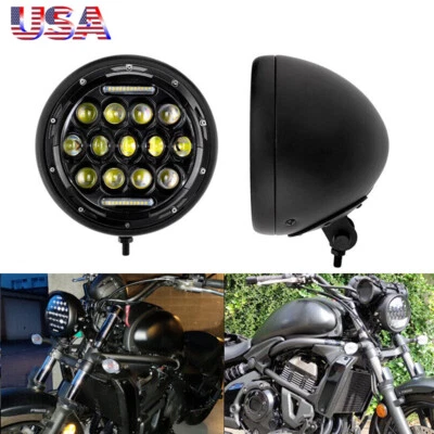 Faro LED 7 pulgadas + soporte de cubo de carcasa para Yamaha V-Star XVS 650 950 1100 Foto 1 de 4