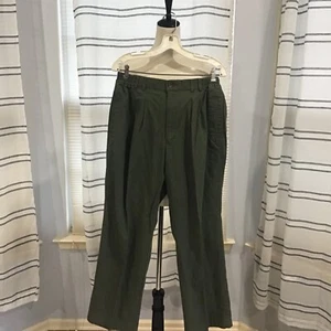 Pine Grove Men Size 36/30 Olive Green Linen Cotton Blend Pants Pleated Preppy - Picture 1 of 11