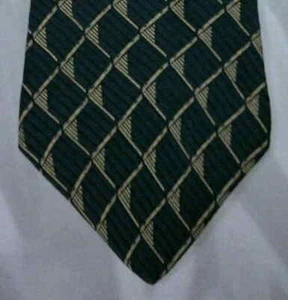 Corbata Bill Blass seda verde tostado patrón geométrico nueva en caja t1271 - Imagen 1 de 4