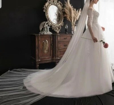 UK White/ivory 3/4 Sleeve A Line Lace Modest Beach Wedding Dresses Size 6-20 - Image 1 of 4