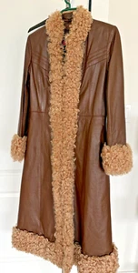 Vintage Penny Lane Leather & Curly Shearling Coat 70's Boho EUC Small - Picture 1 of 9