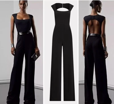 Ralph Lauren Púrpura Etiqueta Negro Mono Manga Gorra Suéter Pierna Ancha Vestido Pantalón Foto 1 de 4