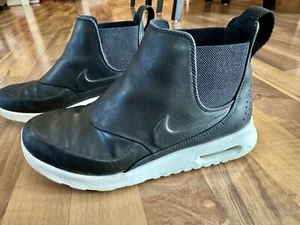 Nike Mujer Talla 7 Air Max Thea Mid Negro Vela Cuero Zapatilla 859550-001 Usada en Excelente Condición - Imagen 1 de 8