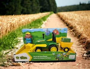 John Deere Kids 1st Farming Fun Playset 2022 Tractor, Wagon, Hay Fork, & Farmer - Picture 1 of 10