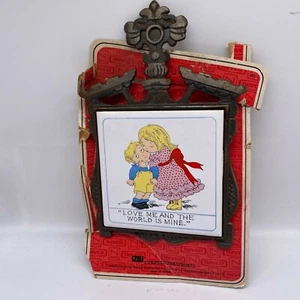 Cast Iron Footed Tile Trivet Hot Plate With Mom Nevco Vintage A - Picture 1 of 4