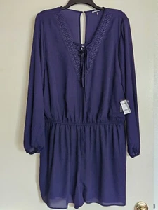 NWT JUNIORS SIZE 2XL CHARLOTTE RUSSE LONG SLEEVE FLORAL CHIFFON LINED ROMPER - Picture 1 of 7