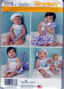 Sewing Pattern Simplicity 1378 Sundress Panties Rompers Hats Sandals Stuffed Toy - Picture 1 of 2