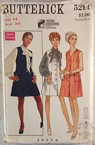 Blusa tipo jersey BUTTERICK 5214 Jean Muir London Designer DE COLECCIÓN AÑOS 60 14 SIN CORTAR patrón - Imagen 1 de 10