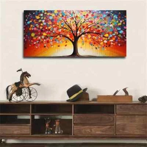 Colorful Tree Of Life Canvas Wall Art Canvas Painting Mural Home Decor Poster - Picture 1 of 2