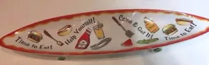 GANZ BELLA CASA Skateboard Shaped Serving Platter Oval Tray Multipurpose Ceramic - Picture 1 of 7